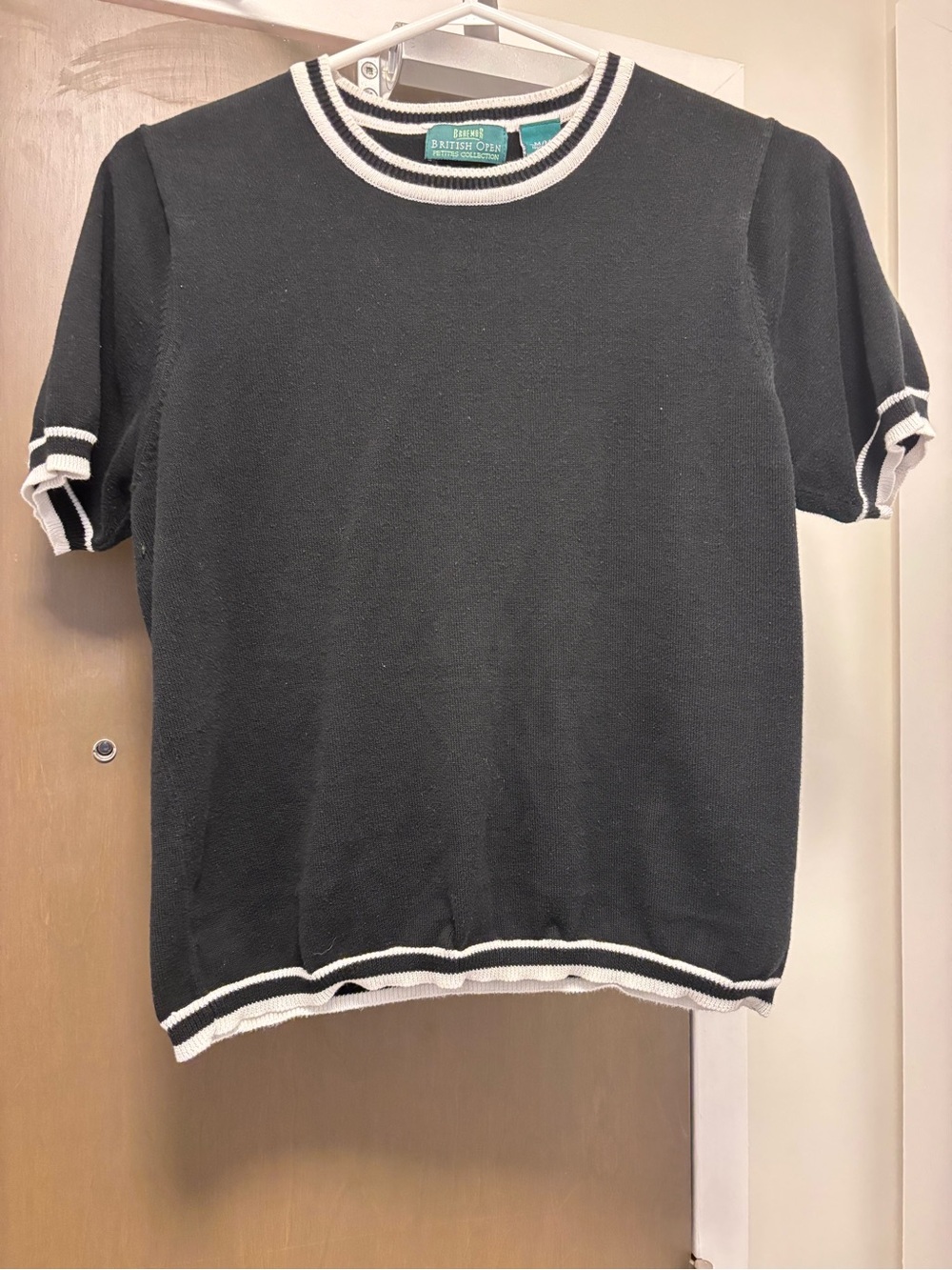 Cotton Braemar British Open Short-Sleeve Tennis Golf Knit Sweater (Medium petite